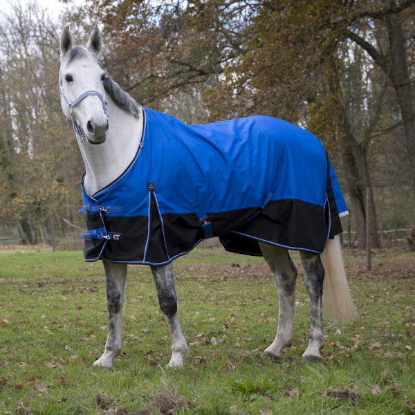 EQUI-THÉME "Aisance" Outdoordecke, wasserdicht, 1200D, Blau/Schwarz, 150g