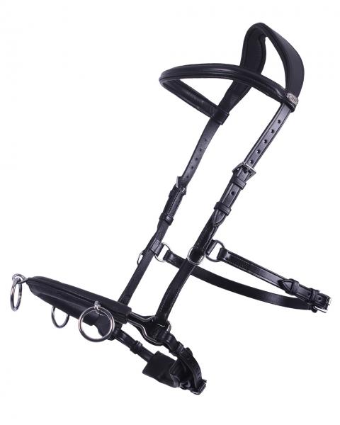 QHP Kappzaum Leder, schwarz